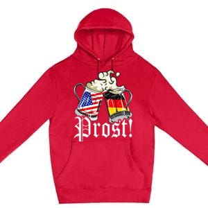 Oktoberfest Prost Usa Germany Flags Premium Pullover Hoodie