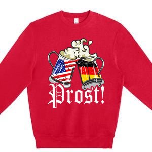 Oktoberfest Prost Usa Germany Flags Premium Crewneck Sweatshirt