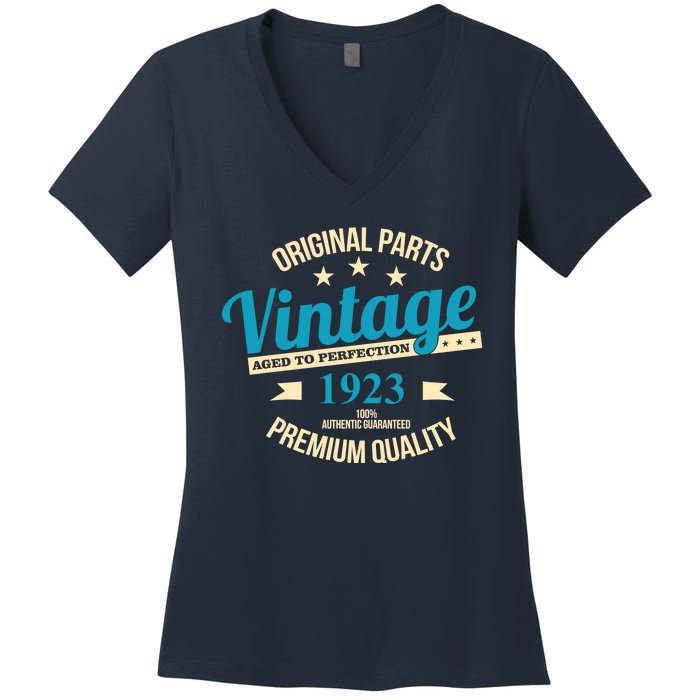 Original Parts Vintage 1923 100th Birthday Women's V-Neck T-Shirt