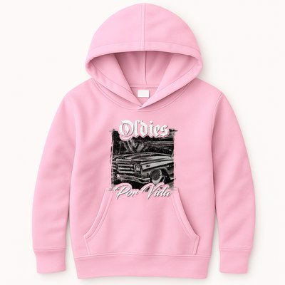 Oldies Por Vida Vintage Car Lowrider Mexican Chicano Kids Hoodie