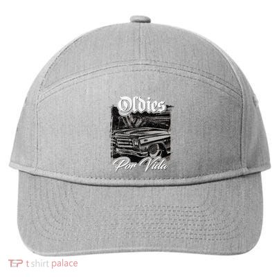 Oldies Por Vida Vintage Car Lowrider Mexican Chicano 7-Panel Snapback Hat