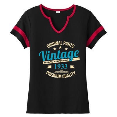 Original Parts Vintage 1933 90th Birthday Ladies Halftime Notch Neck Tee