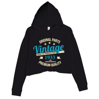 Original Parts Vintage 1933 90th Birthday Crop Fleece Hoodie