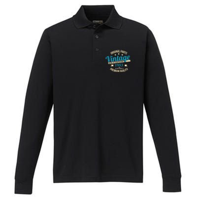 Original Parts Vintage 1953 70th Birthday Performance Long Sleeve Polo