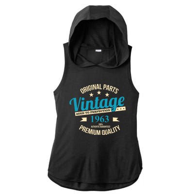 Original Parts Vintage 1963 60th Birthday Ladies PosiCharge Tri-Blend Wicking Draft Hoodie Tank