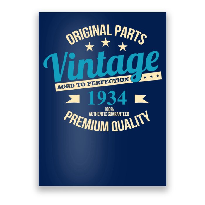 Original Parts Vintage 1934 90th Birthday Poster