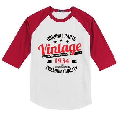 Original Parts Vintage 1934 90th Birthday Kids Colorblock Raglan Jersey