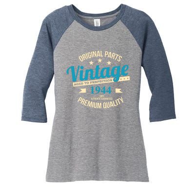 Original Parts Vintage 1944 80th Birthday Women's Tri-Blend 3/4-Sleeve Raglan Shirt