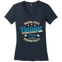 Original Parts Vintage 1944 80th Birthday Women's V-Neck T-Shirt