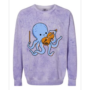 Octopus Playing Violin Colorblast Crewneck Sweatshirt