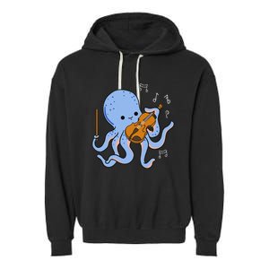 Octopus Playing Violin Garment-Dyed Fleece Hoodie