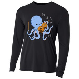 Octopus Playing Violin Cooling Performance Long Sleeve Crew