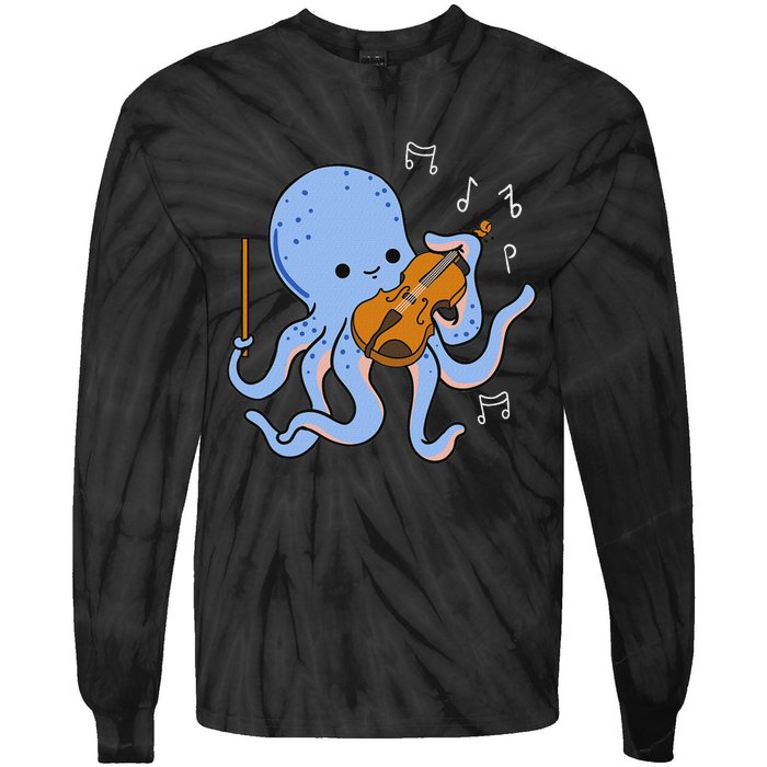 Octopus Playing Violin Tie-Dye Long Sleeve Shirt