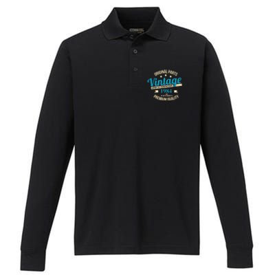 Original Parts Vintage 1984 40th Birthday Performance Long Sleeve Polo