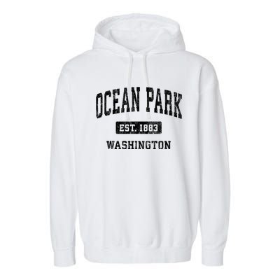 Ocean Park Washington Wa Vintage Athletic Sports Design Garment-Dyed Fleece Hoodie