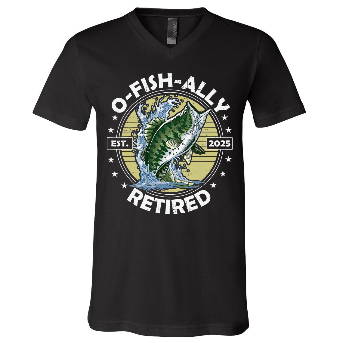 O-Fish-Ally Retired 2025 Funny Retirement Officially V-Neck T-Shirt