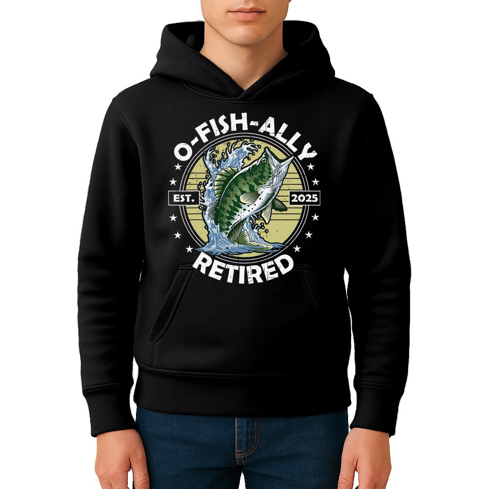 O-Fish-Ally Retired 2025 Funny Retirement Officially Kids Hoodie