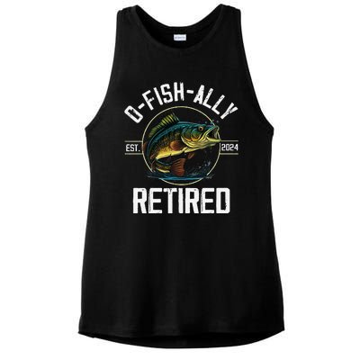 Ofishally Retired 2024 Fishing Retirement Gift Ladies PosiCharge Tri-Blend Wicking Tank