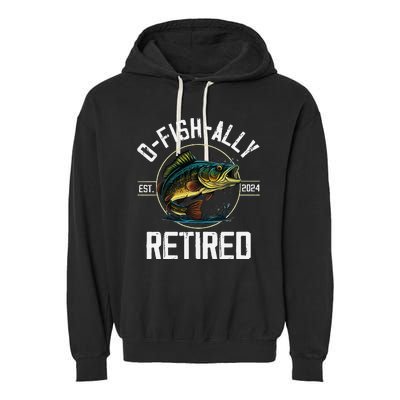 Ofishally Retired 2024 Fishing Retirement Gift Garment-Dyed Fleece Hoodie