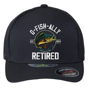 Ofishally Retired 2024 Fishing Retirement Gift Flexfit Unipanel Trucker Cap