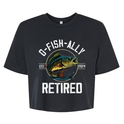 Ofishally Retired 2024 Fishing Retirement Gift Bella+Canvas Jersey Crop Tee