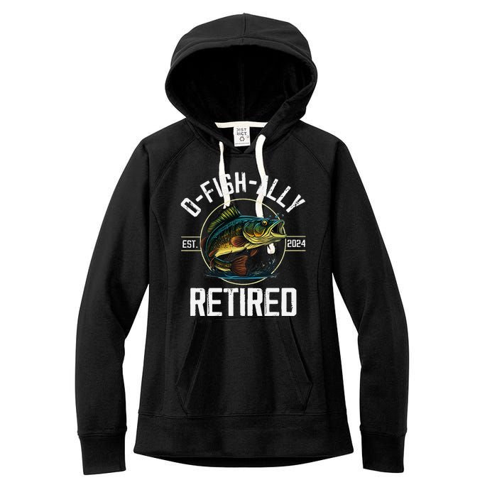 Ofishally Retired 2024 Fishing Retirement Gift Women's Fleece Hoodie