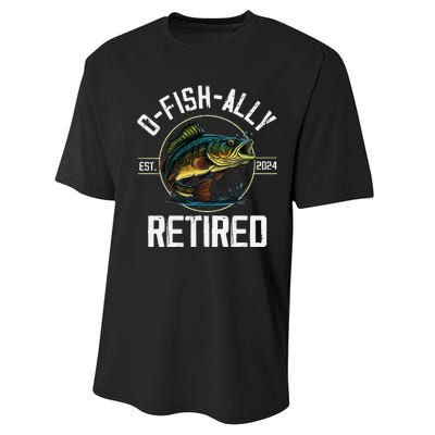 Ofishally Retired 2024 Fishing Retirement Gift Performance Sprint T-Shirt