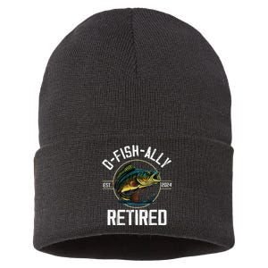 Ofishally Retired 2024 Fishing Retirement Gift Sustainable Knit Beanie