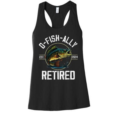 Ofishally Retired 2024 Fishing Retirement Gift Women's Racerback Tank