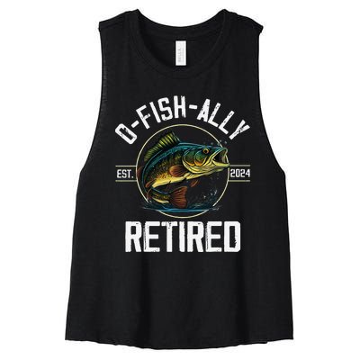 Ofishally Retired 2024 Fishing Retirement Gift Women's Racerback Cropped Tank