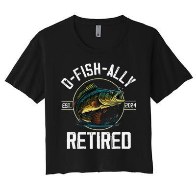 Ofishally Retired 2024 Fishing Retirement Gift Women's Crop Top Tee