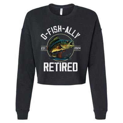 Ofishally Retired 2024 Fishing Retirement Gift Cropped Pullover Crew