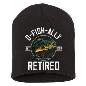 Ofishally Retired 2024 Fishing Retirement Gift Short Acrylic Beanie