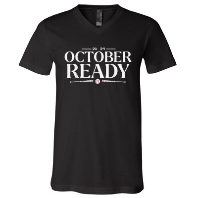 October Ready 2024 Playoff Baseball Season V-Neck T-Shirt