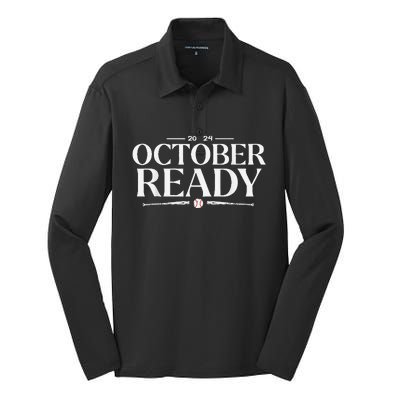 October Ready 2024 Playoff Baseball Season Silk Touch Performance Long Sleeve Polo