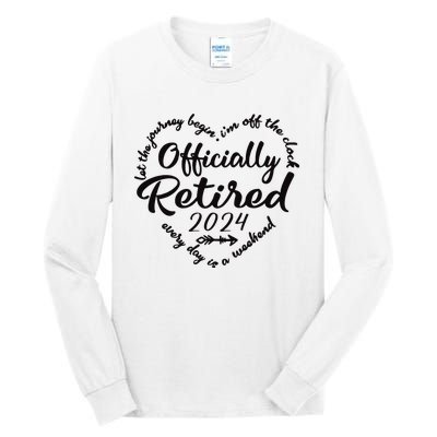 Officially Retired 2024 Funny Vintage Retirement Design Tall Long Sleeve T-Shirt