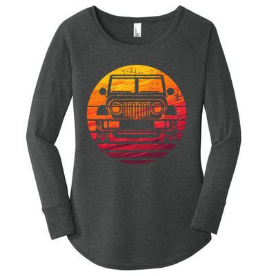 Off Road 4x4 Vintage Retro 70s Sunset Off Road Women's Perfect Tri Tunic Long Sleeve Shirt