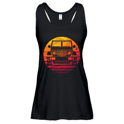 Off Road 4x4 Vintage Retro 70s Sunset Off Road Ladies Essential Flowy Tank