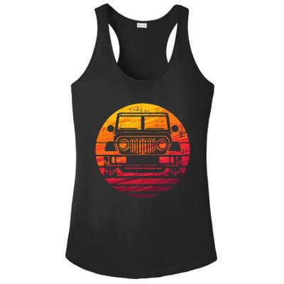 Off Road 4x4 Vintage Retro 70s Sunset Off Road Ladies PosiCharge Competitor Racerback Tank