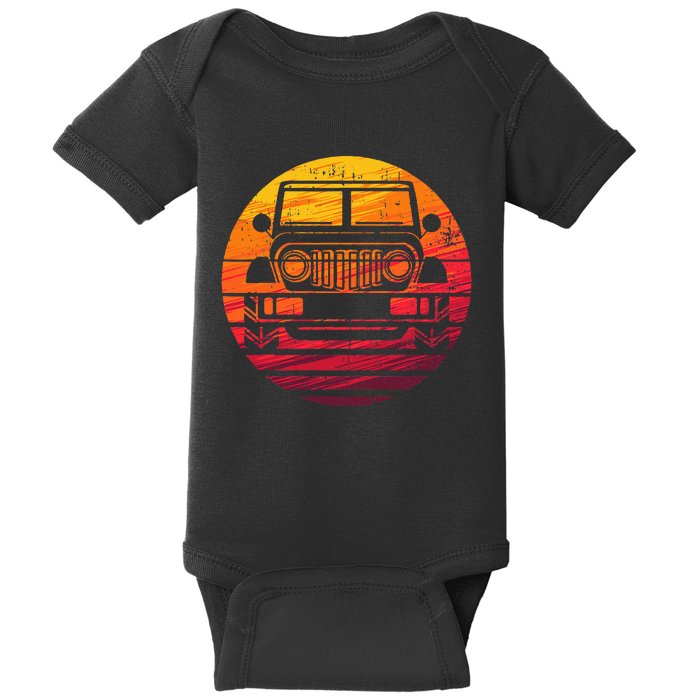 Off Road 4x4 Vintage Retro 70s Sunset Off Road Baby Bodysuit