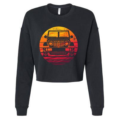 Off Road 4x4 Vintage Retro 70s Sunset Off Road Cropped Pullover Crew