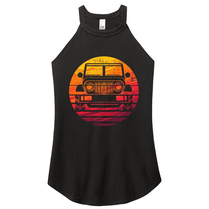 Off Road 4x4 Vintage Retro 70s Sunset Off Road Women’s Perfect Tri Rocker Tank