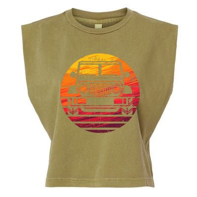 Off Road 4x4 Vintage Retro 70s Sunset Off Road Garment-Dyed Women's Muscle Tee