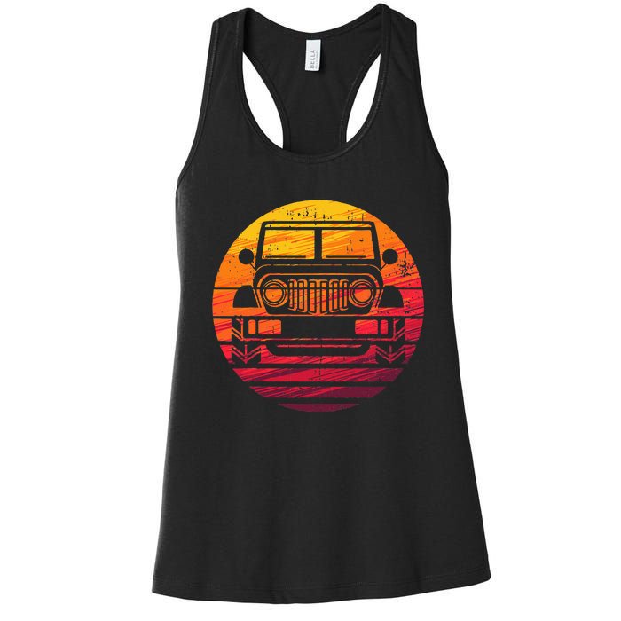 Off Road 4X4 Vintage Retro 70s Sunset Off Road Women's Racerback Tank