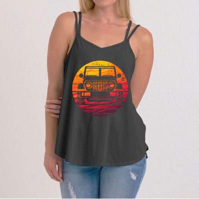 Off Road 4X4 Vintage Retro 70s Sunset Off Road Women's Strappy Tank