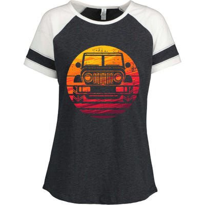 Off Road 4X4 Vintage Retro 70s Sunset Off Road Enza Ladies Jersey Colorblock Tee