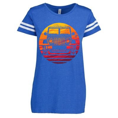 Off Road 4X4 Vintage Retro 70s Sunset Off Road Enza Ladies Jersey Football T-Shirt