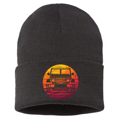 Off Road 4x4 Vintage Retro 70s Sunset Off Road Sustainable Knit Beanie