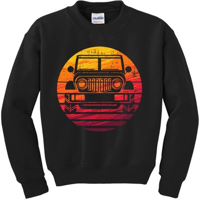 Off Road 4x4 Vintage Retro 70s Sunset Off Road Kids Sweatshirt