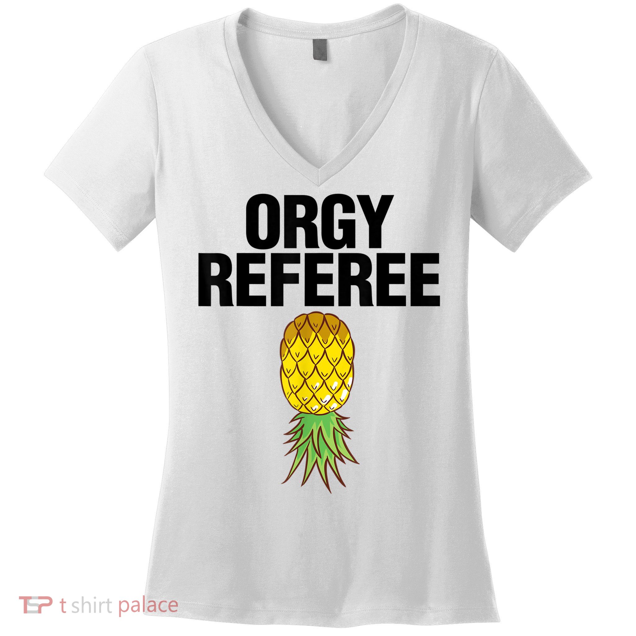 Orgy Referee Adult Humor Swinger Group Sex Freak Gift Women's V-Neck T-Shirt